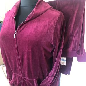 NWT 2-piece jogger Merlot/Purple Velour Track Suit